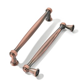 khtumeware 2 Pack 5 Inch(128mm) Brushed Antique Copper Cabinet Pulls Soild Vintage Kitchen Cabinet Handles Kitchen Cabinet Hardware for Cupboard Drawer Handles Dresser Pulls