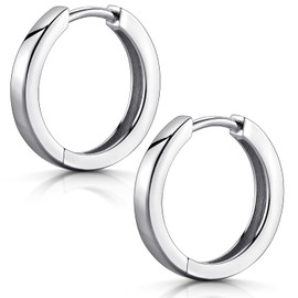 MATERIA by Matthias Wagner Hoop Earrings Rhodium-Plated 925 Silver 9-18 mm, Sterling Silver