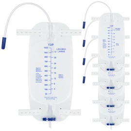 5 Pack Leg Urine Drainage Bag, 1000mL with Anti-Reflux Valve, 12" Tube Drainage and Adjustable Elastic Bands,Professional Urinary Bag for Home and Hospitals Health Aids