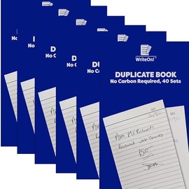 6 Pack A5 Duplicate Books NCR – Numbered 1–40 Pages Each | No Carbon Required | Alphabetical Index | Invoice, Receipt & Order Books | Easy Tear Perforated Pages