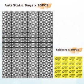HRX Package 20pcs Large Premium Anti Static Bags with Antistatic Sticker, 12 X 16 inches Open Top ESD Shielding Anti-static Bag for Motherboard SSD HDD Hard Drive