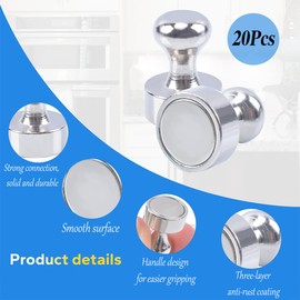 RHQFDM 20 Pieces Mini Super Magnet with Handle,Mini Magnet Push Pins,12×16mm Cone Magnets,Neodymium Magnets for Attaching Photos or Paper Documents to Whiteboards,Bulletin Boards and Refrigerators