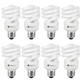 Xtricity foco fluorescente compacta T2 en espiral CFL, luz diurna de 5000 K, 13 W (equivalente a 60 W), 900 lúmenes, base media E26, 120 V, certificación UL (paquete de 8)
