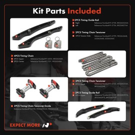 A-Premium 14PCS Engine Timing Chain Kit W/Tensioner & Guide Compatible with Ford - F-150 F150 2015-2017, Mustang 2015-2017 - V8 5.0L - Replace# FR3Z6K255A, FR3Z6K255B