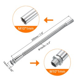 PATIKIL 7.9" Universal Gooseneck, M10 Fine Thread Metal Bendable Hose Flexible Arm Gooseneck Tube Extension for Multifunction DIY, Silver Tone