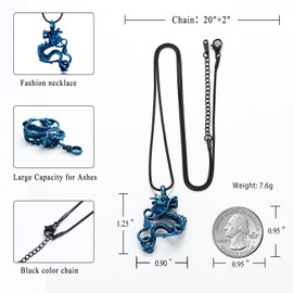 Cremation Jewelry for Ashes Stainless Steel Dragon Urn Necklace Keepsake Human Pet Ashes Holder Memorial Pendant for Women Men