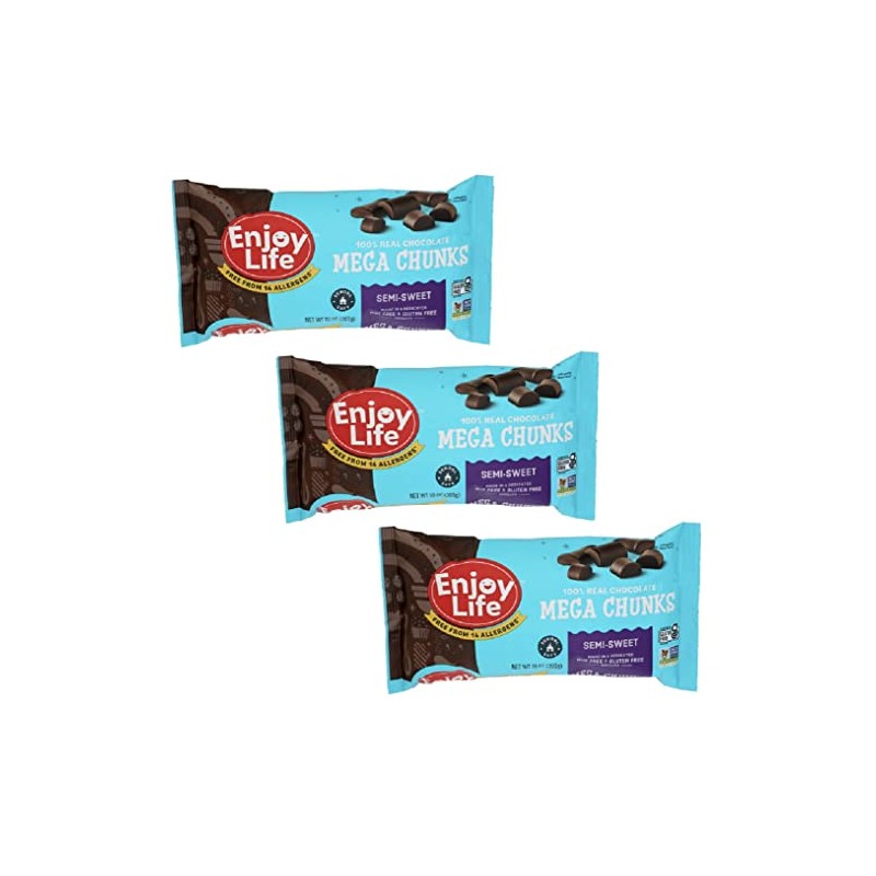 Enjoy Life Mega Chunks Gluten Free Non-GMO Semi-Sweet Chocolate --