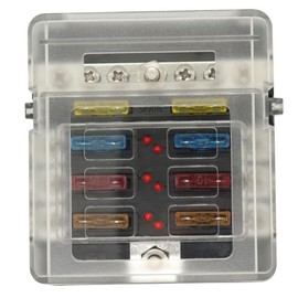 SUPVOX Ways Fuse Box with Led Indicator Easy Installation Negative Bus Durable Material for Car Boat Rv Yacht Wiring Includes Sticker Labels for Quick Identification