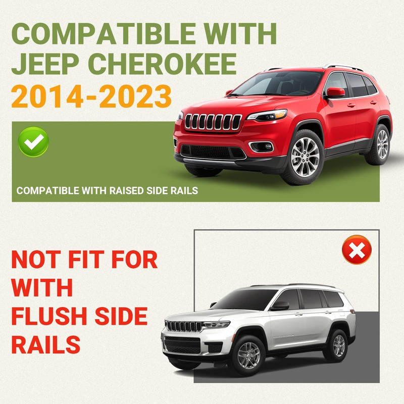 Roof Rack Cross Bars Compatible with Jeep Cherokee 2014-2023, 260lbs
