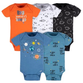 Gerber Baby Boys 5-Pack Short Sleeve Variety Onesies Bodysuits Space 0-3 Months