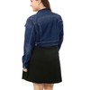 uxcell Women's Plus Size Button Closed Cropped Denim Jackets Stitching