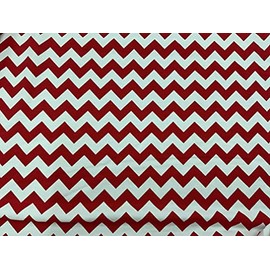 60” Wide 95% Cotton/5% Spandex Jersey Knit Red and White Chevron