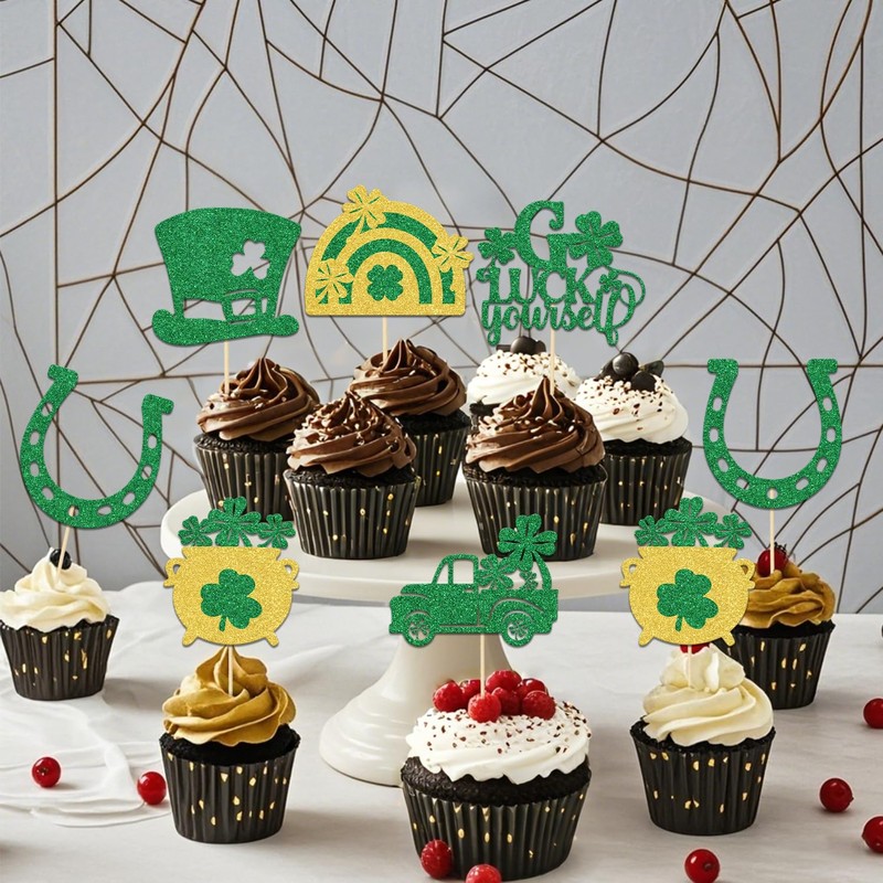 24Pcs Clover Baby Shower Party Decoration, Happy St Patricks Day