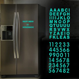 TOMALL 84pcs Glow in The Dark Alphanumeric Luminous Stickers Alphabet Letter Number Set Night Safety Luminous Decals Accessories DIY for Mailbox Laptop Keyboard Wall Ceiling Car Motorcycle (Blue-M)