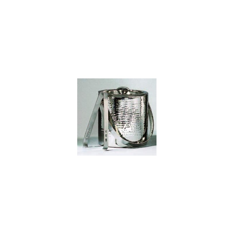 Elegance Hammered 6-Inch Stainless Steel Ice Bucket With Tongs