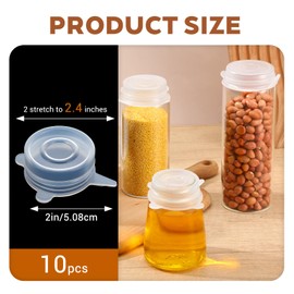 10 Pcs Extra Small Silicone Stretch Lids, 2 Inch Same Size Sturdy Reusable Silicone Stretch Lids Jar Cover Sealed Food Storage Covers to Fit 2 In to 2.4 In Small Yogurt Jars Milk Bottles Cans
