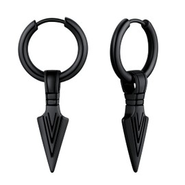 U7 Teenage Boys Black Cool Drop Mens Hoop Earrings Viking Gift Dangly Jewelry Huggie Earingsings For Girls