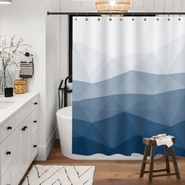Sunlit Designer Shower Curtain,Popular Shower Curtain, Ombre Blue Fabric Shower Curtains for Bathroom Decor, Contemporary Bathroom Curtains, 71''x71'' (SC001)