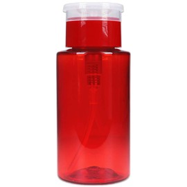 7oz Red Push Down Pump Dispenser Empty Refillerble Bottle with Flip Top Cap - for Nail Polish, Travel, Cosmetics Packaging