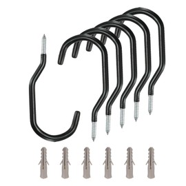 sourcing map 6pcs Bike Hooks 6" Capacity 80LB Screw in Garage Bike Storage Hooks Wall Ceiling Utility Mounted Hooks for Hanging Bicycle Cords Garden Tools, Black