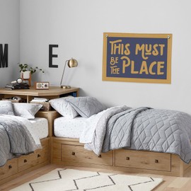 PLKMN This Must Be The Place Canvas Banner, Vintage Retro Banner Wall Hanging Flag Decor for Home Classroom Playroom