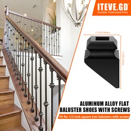 ITEVE.GD 45-Degree Wrought Iron Baluster Shoes 30 Pack - Aluminum Slant Shoe for Staircase Interior with Screws for 1/2 Inch Square Balusters - Metal Staircase Spindle Shoes - Satin Black……