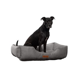 Modern Threads Luxury Dog Bed - Comfortable Tufted Velvet Cushion for Small to Large Dogs - Machine Washable - Durable & Cute Sleep Space for Pets - Pamper Your Pet with Cozy Beds - Charcoal