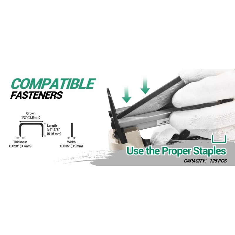 meite Pneumatic Upholstery Stapler With Safety Trigger Fine Wire Stapler