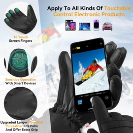 Pnosnesy Cold Weather Mittens,Ski Gloves,Winter Snow Waterproof Touchscreen Gloves, Cold Weather Gloves,Men & Women,for Parent Child