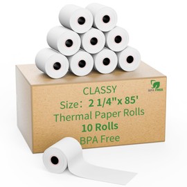 2 1/4" 85' feet Thermal Paper,BPA Free Receipt Paper,Cash Register Paper Rolls Fits for Most Credit Card Terminals,10 rolls