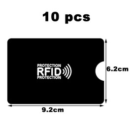 LABUYI 10Pcs RFID Card Holder,Credit Card Protector,Card Protector Sleeves,RFID Blocking Sleeves,Anti-Theft Credit Card Protector RFID,for Women Men,6.2×9.2cm (Black)