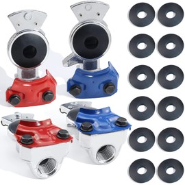 GREPSPUD 2 Pair Glad Hands Kit with 12pcs Rubber Seals, Aluminum Glad Hand Universal Red Blue Emergency Service Gladhand Set for Semi Trucks Trailers Tractors Air Line