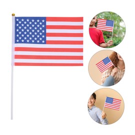 CAXUSD Pcs Mini USA National Flag American Hand Held Flags Waving Flag for 4th of July Decorations Portable Polyester Miniature American Flags Double Sided Osmotic Effect