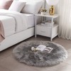Ultra Soft Round Faux Sheepskin Fur Area Rug Grey Circular