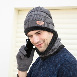 ZCGOINGTECH Gorro y Bufanda Invierno Termicos para Hombre,Gorros de Tejido de Punto y Bufandas de Frio para Mujer,Gorro y Bufanda de Invierno,Regalos para Hombre y Mujers (Gris)