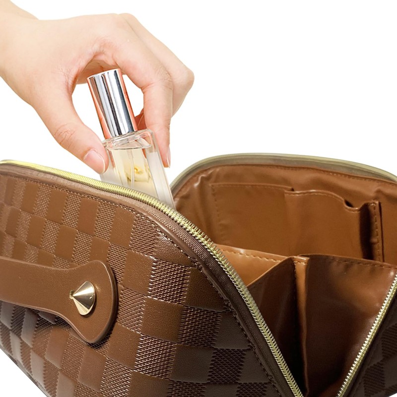 LAhair 化粧ポーチ 小物入れ ポーチ コスメポーチ メイクボックス トラベルポーチ 大容量 チェッカー レディース