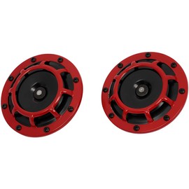 Motorcycle Horn, 12V 150dB Super Lound Compact Grill-Mount Electric Disc Car Motorcycle Air Horn for Car SUVs Boats Red