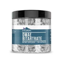 Earthborn Elements DMAE Bitartrate 200 Capsules, Pure & Undiluted, No Additives