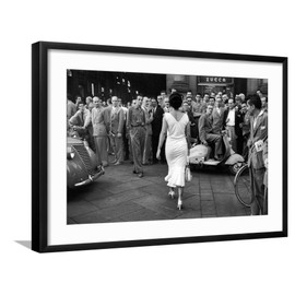 ART.COM Framed Wall Art Prints The Italians Turn, Milan 1954 by Mario de Biasi, Figurative Decor, 24" x 16", Black Frame with White Mat
