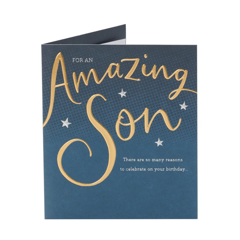 UK Greetings Birthday Card for Son - Gold & Blue