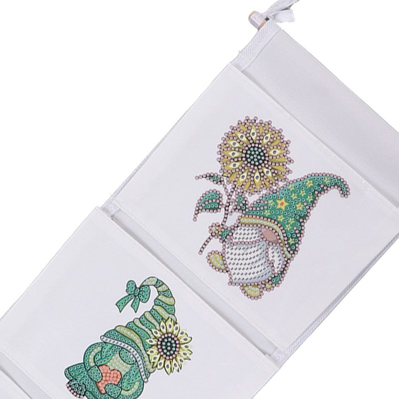 Hanging Storage Bag 3 Compartment Foldable Rhinestone Painting Pattern DIY