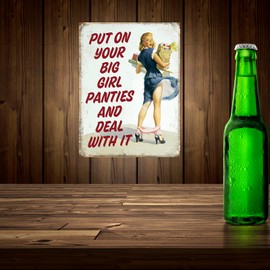 SHAWPRINT PUT ON YOUR BIG GIRL PANTIES STYLE METAL ADVERTISING WALL SIGN RETRO ART (8" x 6") (8 x 6 (200mm x 150mm))