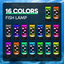 XXMANX Fake Fish Tank Aquarium Lamp,Remote 17 Colors Artificial Fish Tank Decorations,Fake Aquarium Lamp, Sensory Toys Kids Night Lights,Relax Gifts for Kids and Adults