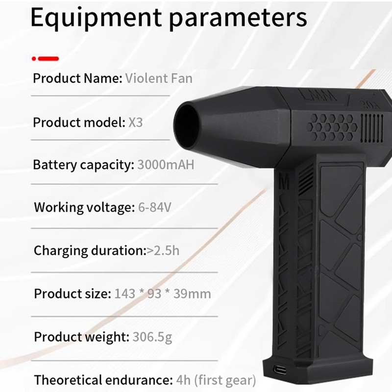 Handheld Turbo Fan 52M/S 130000 RPM Brushless Motor Blower Type