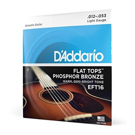 D'Addario Cuerdas de Guitarra - Cuerdas de Guitarra Acústica - Flat Tops Bronce Fósforo - Para Guitarra de 6 Cuerdas - Tono Cálido, Semi-Brillante - E