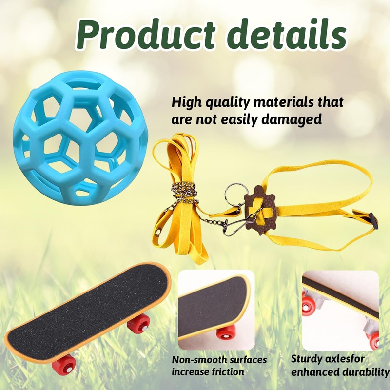 BFSYRR Tortoise Toys, Adjustable Leash and Skateboard, Tortoise Treat Ball,