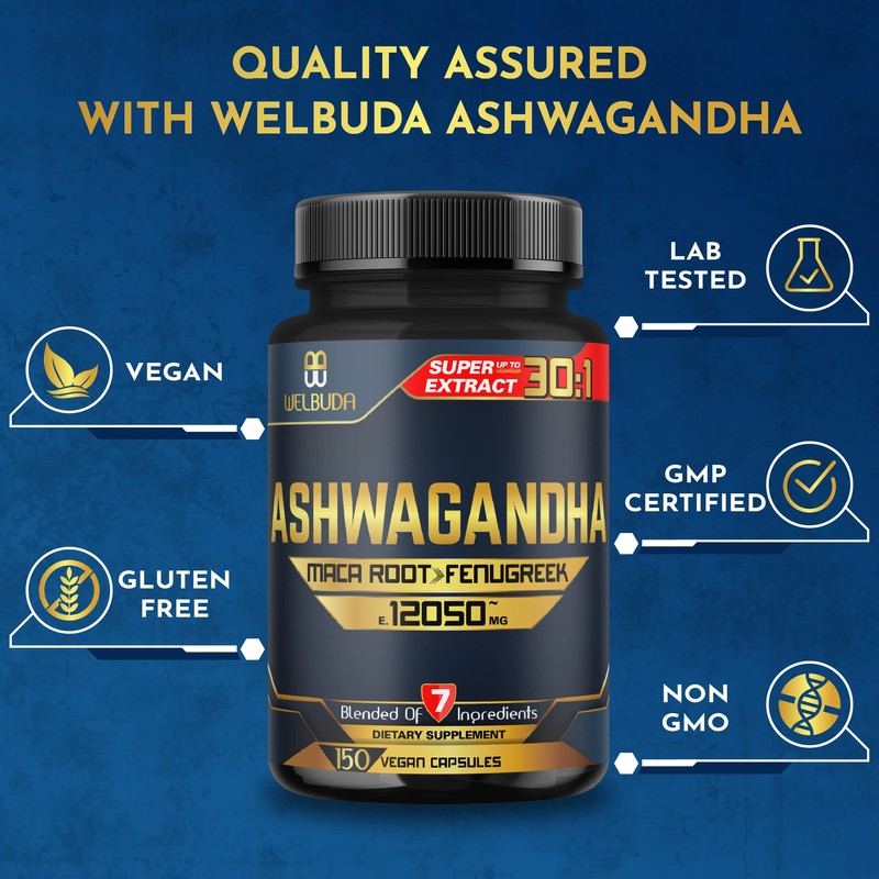 150 Capsules - Ashwagandha Capsule - Great Strength 12050mg. Blende