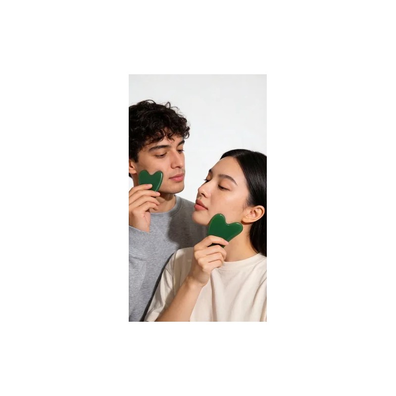 Guasha De Cuarzo Verde Masaje Facial Y Drenaje Linfático