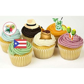 12 Puerto Rico Party Cupcake Toppers Food Picks