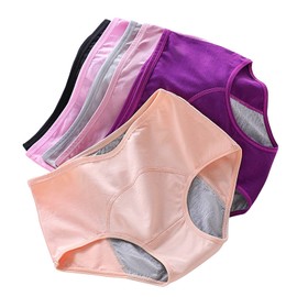 ZJHTK Cotton Leakproof Underwear for Women, Soft Middle Waisted Briefs, Breathable Stretch Panties, 6-Pack, L Multicolored